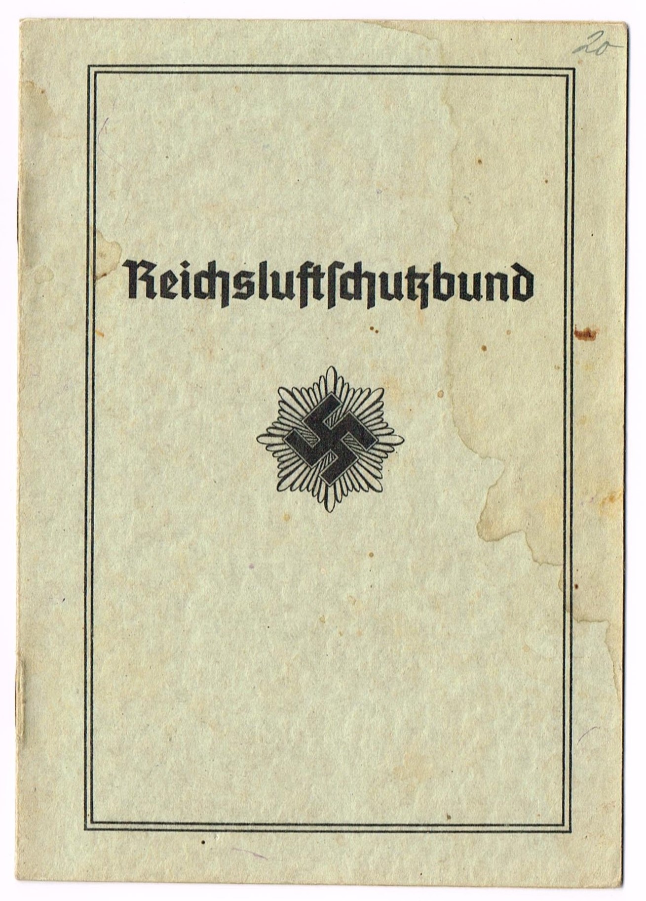 Photo Reichsluftschutzbund - Mitgliedsausweis für Richard Moses - Landesgruppe Hessen / Rheinland-Süd - Orts-Kreisgruppe Wetzlar - Oberlahn - Usingen